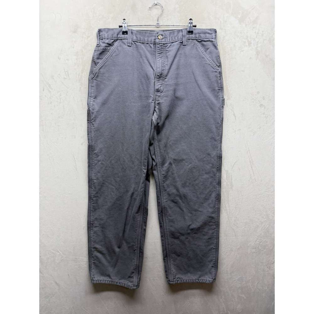 Carhartt Pants Mens 36x32 B111 Flannel Lined Canvas Carpenter Gray Work Dungaree